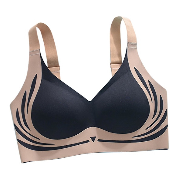 Lyftande Anti-Sagging Trådlös Push-Up BH Maskintvättbar Komfortunderkläder för Matchande Kläder Black L