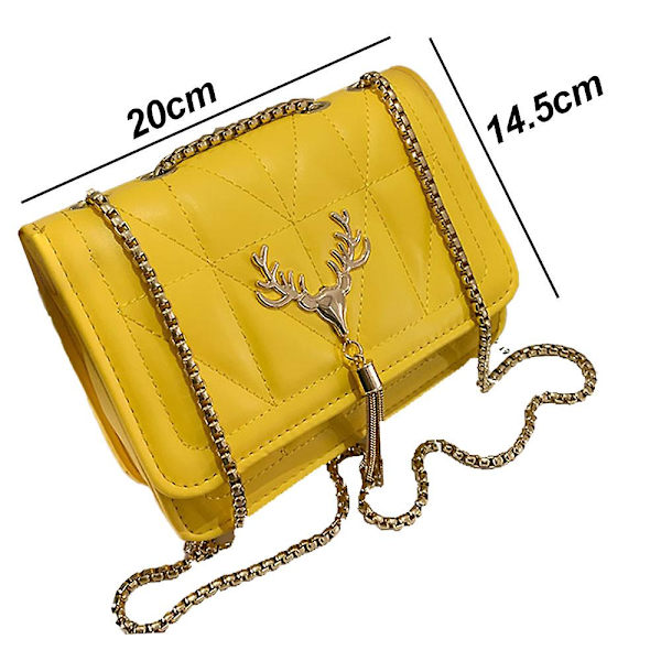 Crossbody tasker til kvinder i læder med kæde rem hvid yellow