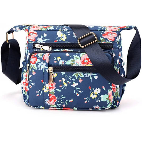 Crossbody tasker til kvinder, stor multi-lomme casual rejsetaske, messenger tasker til shopping, vandreture, daglig brug (Rose Flower)