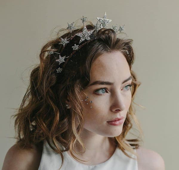 Rhinestone Star Hodebånd, Glitter Hårbånd, Brud Krystall Tiara, Krone, Prinsesse Hårtilbehør