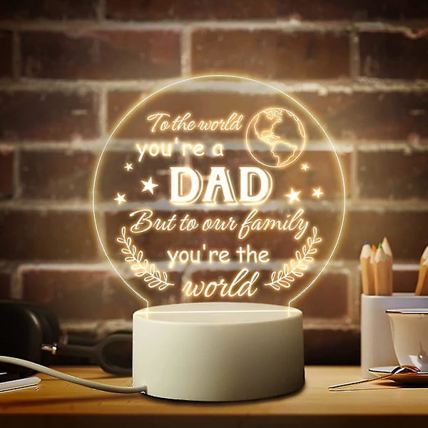 Presenter för pappa från dotter, son, barn - Fars dag pappa presenter nattlampa, presenter för pappa födelsedag, tacksägelse, jul, alla hjärtans dag, akryl natt