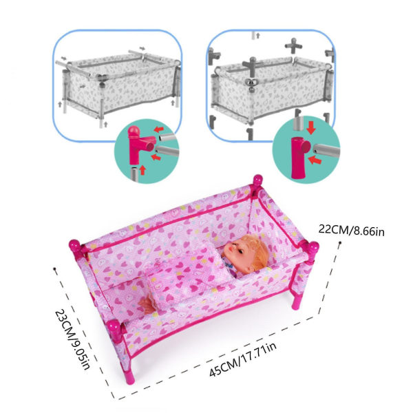 Baby Doll Nursery Barnvagn Matstol Gungstol Gunga för dockor Barnvagn Leksak bed