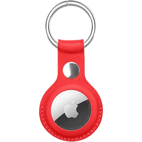 Ny læder fleksibel Apple Air Tag nøglering, Air Tag Holder Fuldt monteret til Airtag (rød) Rød
