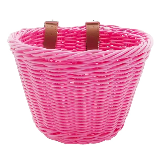 Retro-pyöräkori, punottu pajukori, etukori ohjaustankoon Pink