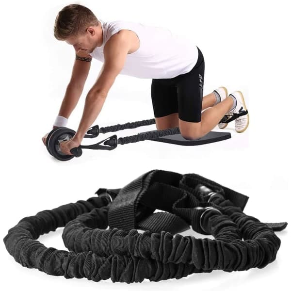 1 par Ab Roller Wheel Pull Rope Resistance Band Trainer Abdominal Slimming Fitness Extra Pull Belt