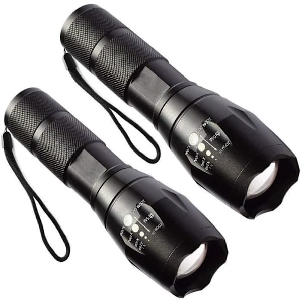 2 STK Ultra Kraftig LED Lommelykt, Zoombar Lommelykt for Strømbrudd/Nødssituasjoner/Camping/Vandring