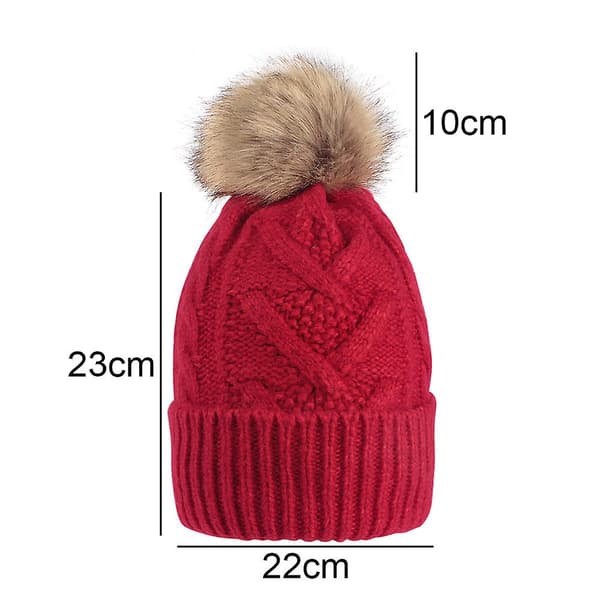 Mössa för kvinnor män vintermössa damer Cuffed Beanies mössa varm mössor röd red
