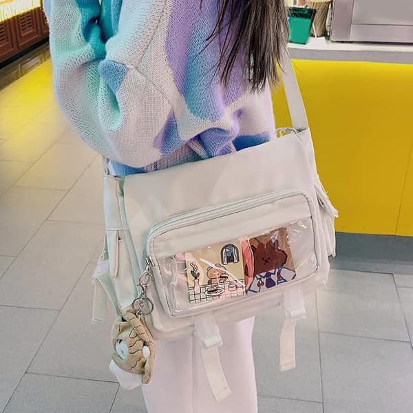 Fashion Harajuku Tutorial Tasker Solid Casual Crossbody Håndtasker Stor Kapacitet Messenger Håndtasker til Skolepige