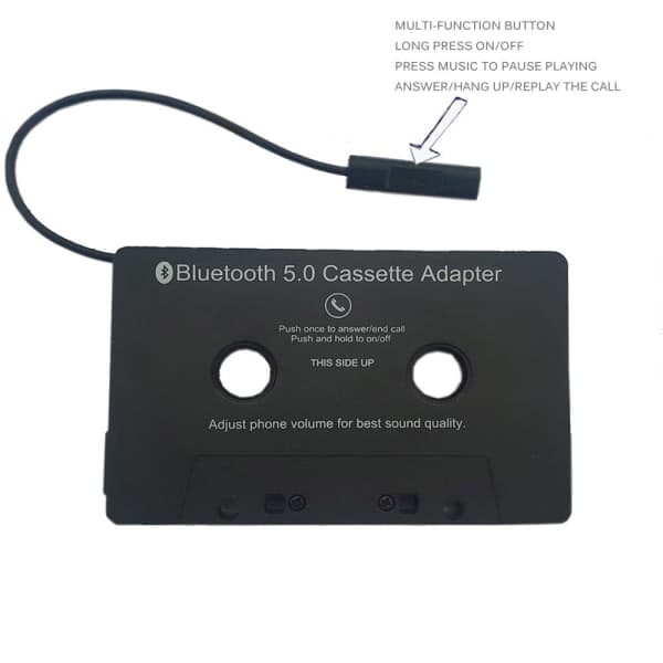 Auton stereot Bluetooth-kasettisoitin Nauhasoitin Bluetooth 5.0 Kasetti Aux-sovitin Musta