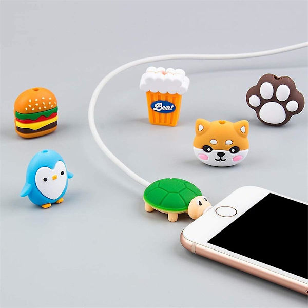Telefonkabelbeskytter Sød Tegneserie Datakabelbeskyttende Cover Opladningskabel Earphone Kabel USB Winder Wire Cord Organizer Cover Milk Tea