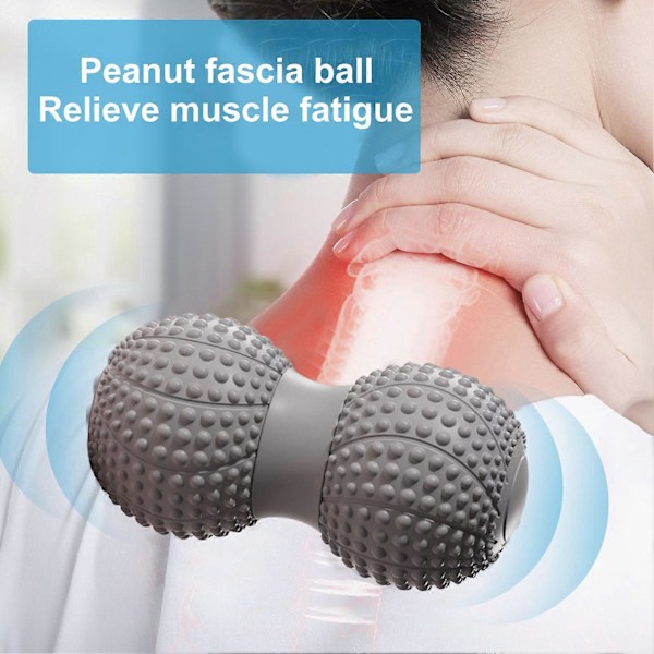 Peanut Massagebold til Dyb Vævsafslapning af Muskler - Dobbelt Lacrosse-Rulle til Fysioterapi - Ben, Arm, Talje, Mave, Ryg, Fod - Massagebold til Hele Kroppen Grey