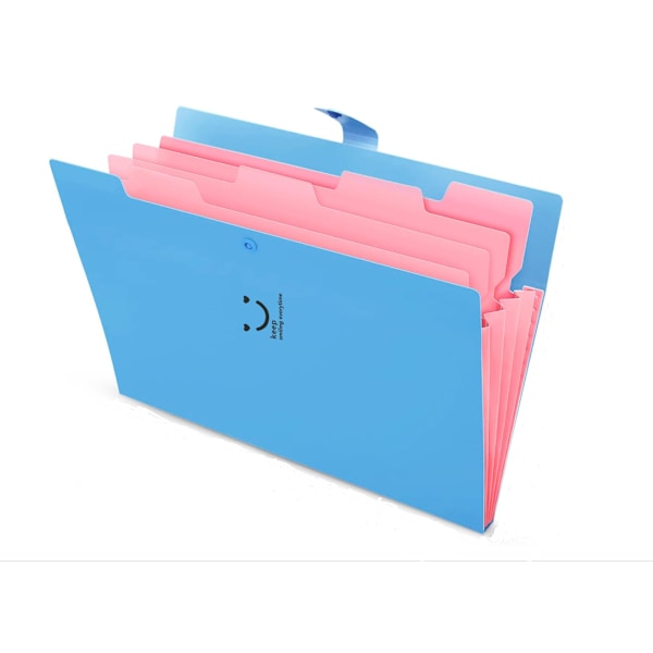 Expanderbar mapp, A4-pappersfickor Dragspelsdokumentväska Organizer Plånböcker Filer Mappar med spänneslås för skola kontor, 5 fickor Blue