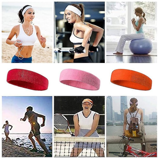 10 stykker sportshodebånd for menn og kvinner, svettebånd, elastisk hårbånd, sklisikkert fukttransporterende