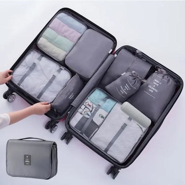 Reseset Organizer Set, Resväskor - Set om 7 Beige