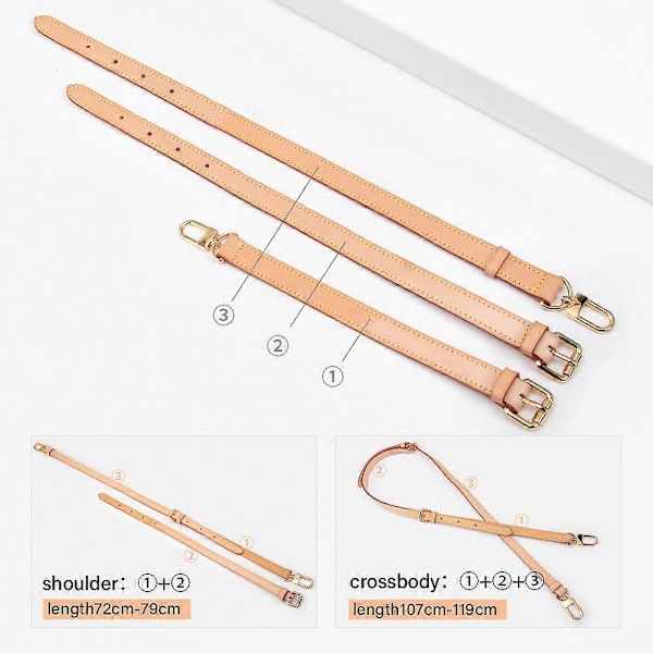 Nahkalaukun hihna Lv Speedy -olkalaukkuihin 100 % pitkään vaihto-olkaimeen Säädettävät Crossbody-vyöt Laukun tarvikkeet Natural color 1.5cm