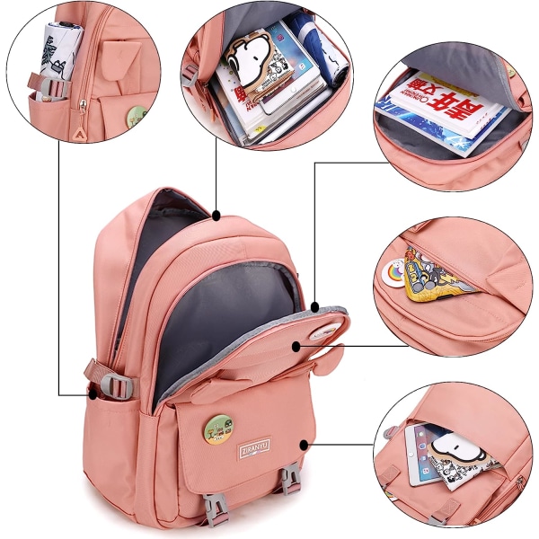 Skolväskor för flickor, ryggsäck för kvinnor vattentäta bokväskor med laptopfack OCH icke- casual dagsväskor för Primary Junior High University (svart)