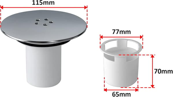 Dusjavløpsdeksel Erstatning, Krom Dusjavløpsdeksel, Deksel for Dusjavløpsuttak, Dusjpluggdeksel 90mm / 115mm