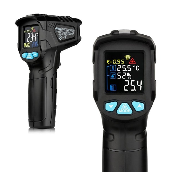 -50~380℃ Industrielt digitalt infrarødt termometer Håndholdt infrarødt LCD-temperaturmåler ikke-c IR01A Black