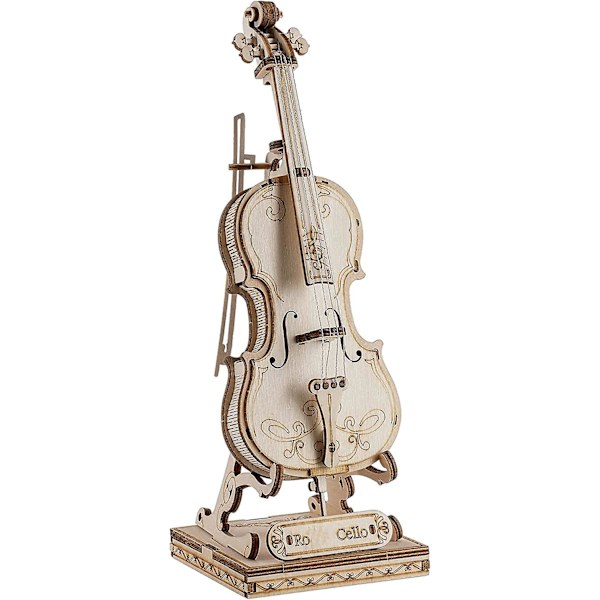 Barnens trä hantverk byggsatser 3d träpussel leksak Diy Cello modell satser att bygga hjärngympa leksaker för flickor