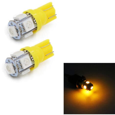 10 stk gule lys, T10 w5w LED 5050SMD 12v DC 10 stk