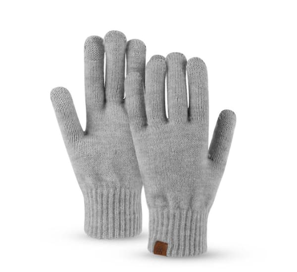 Dame Vinter Varm Hue Hat Touchscreen Handsker Og Halstørklæde Sæt light gray