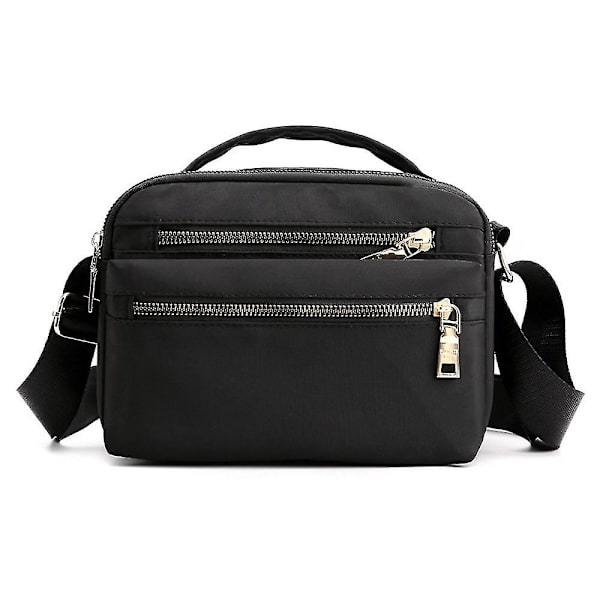 Multifunktionel håndtaske Multi-rum Crossbody taske med lynlås Vandtæt skuldertaske Rejsetaske Daglig rygsæk taske til kvinder black