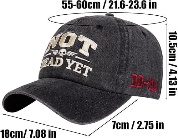 Baseballcaps for menn | Pustende brodert bomullscaps | Humoristisk retro \"Not Dead\" design sportscaps (D)