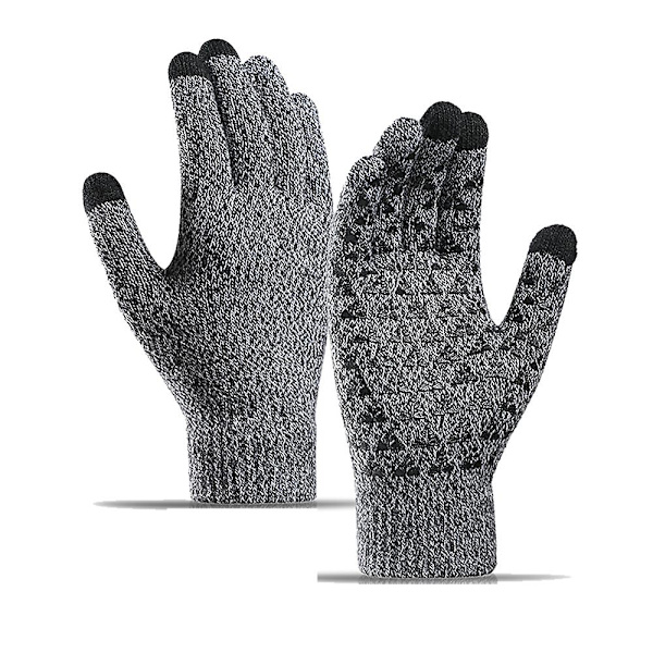 Vinterhandsker til mænd og kvinder - Strikkede handsker - Touchscreen-handsker - Skridsikre, fortykkede handsker Black and white
