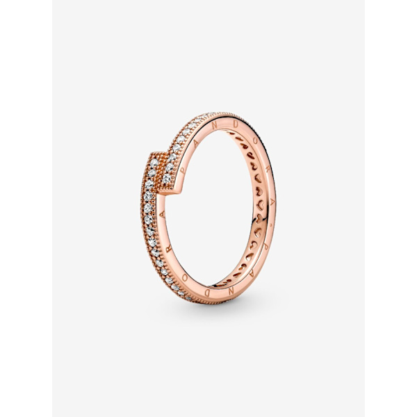 Pandora - Glitrende overlappende ring - 14k roségullbelegg Circumference: 54mm