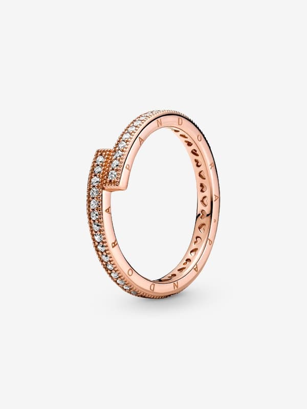 Pandora - Kimalteleva päällekkäinen sormus - 14k ruusukullattu Circumference: 54mm