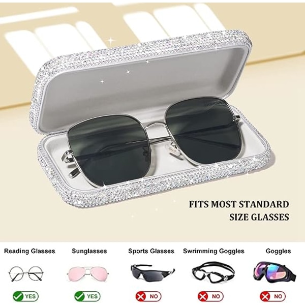Glasögon Case, Bling Crystal Rhinestone Solglasögonhållare Hårt skal Skyddande Stort case Förvaringslåda för glasögon Solglasögon