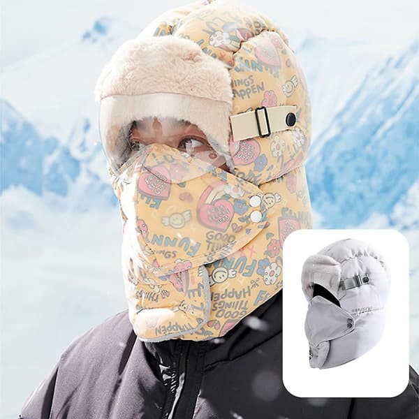 Vinter Vinter Utomhus Ridning Varm Och Kall Bevis Bomull Mössa Vinter Vindtät Mössa Öronskydd Light grey