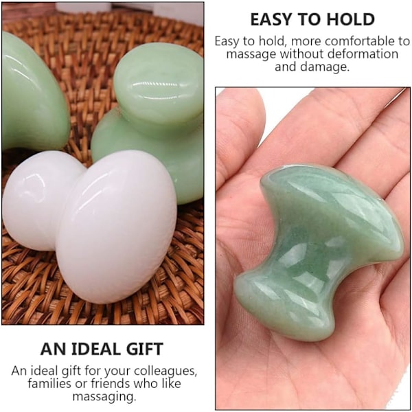 Skraping Massasjeverktøy Jade Chakra Healing Avslappende Stein Soppform Guasha Ansiktsmassasjer Bra for Øye Ansikt Hals Hud Kroppsskjønnhet Spa (2 stk)
