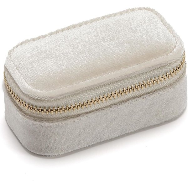 Smykkeæske til piger plys velour lille rejse smykkeæske arrangør til halskæder ringe øreringe halskæde armbånd rejse smykke arrangør White