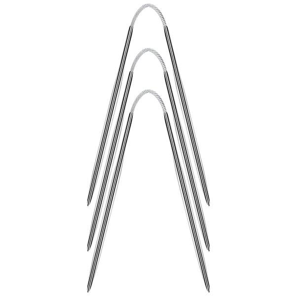 Fleksible doble strikkepinner sett med 3 korte metallstrikkepinner 21 cm faste strikkepinner med dobbel ende 3mm