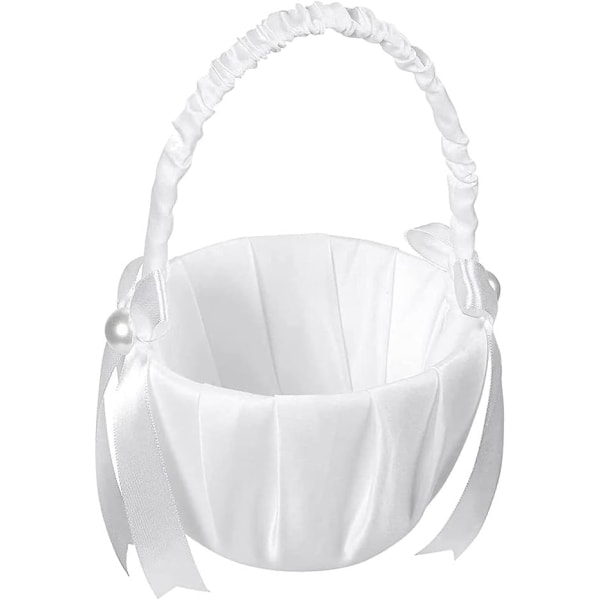 2-pack bröllopssatin, romantisk bowknot Party Rose Flower Girl Basket