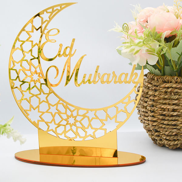 EID Mubarak prydnad Guld Måne Slott Bordsdekoration A2 A4 A4