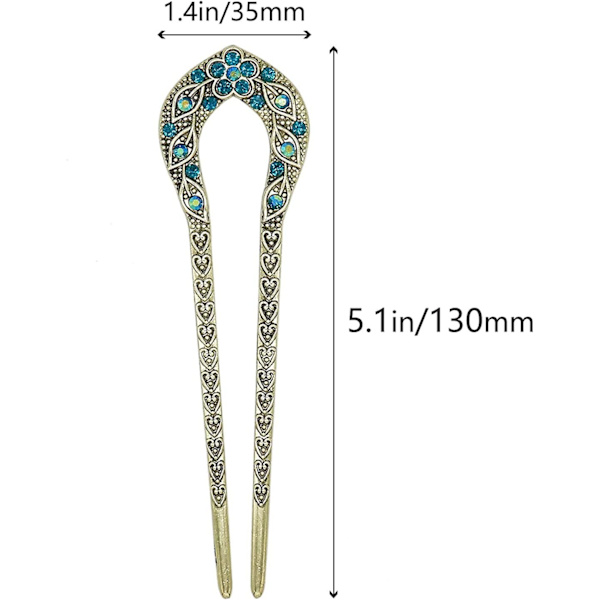 2 kpl Vintage hiustikkua, kristallirhinestone kaksoispiikkinen hiusneulakeppi kampaus Chignon hiusneula
