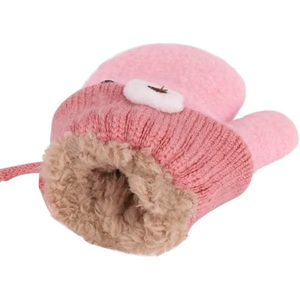 Toddler Magic Stretch Mittens Tjocka Plyschfodrade, Vinter Baby Boys Girls Stickade Vantar Varma Fluffiga Hel Fingerhandskar Kallt Väder Skidhandskar