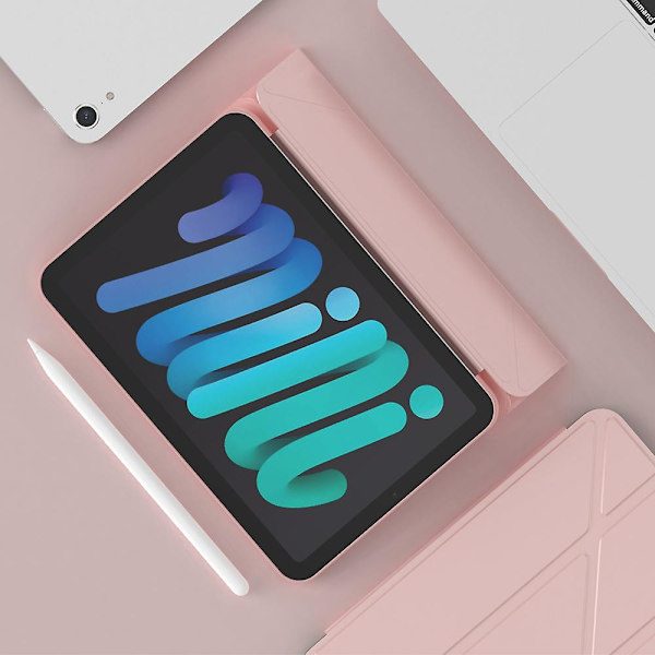 Magneettinen absorptio Origami Smart TPU + PU-nahkainen tablettikotelo iPad minille (2021) Rose Gold