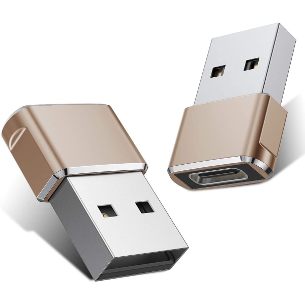 USB C hona till USB hane-adapter 2-pack, typ A-laddarkabeladapter för Iphone