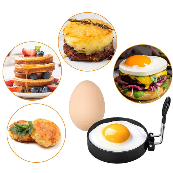 Rustfrit stål æg madlavningsring pandekageform til spejlæg og omeletter - 4 stk.
