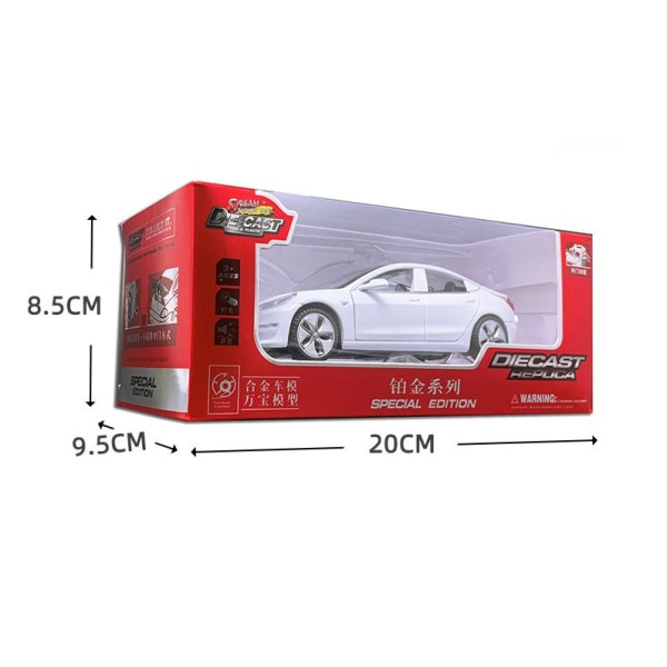 1:32 Tesla Model 3 Legering Bilmodell Diecast Leksaksbil med Ljus- och Ljudeffekter, Barnleksak Pojkpresent Model 3 Red