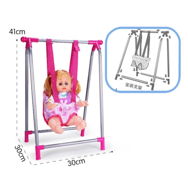 Babydocka Vagn, Matstol, Gungstol, Sving, Säng För Dockor Barnvagnsleksak (Docka Ingår Inte) - swing