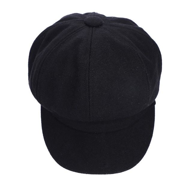 Baker Boy keps för kvinnor flickor basker franska mössor kepsar 8-panel varm ull newsboy keps Black