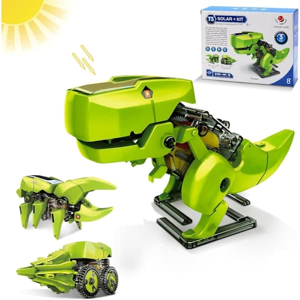 Hot Bee Dinosaurleker for gutter og jenter, 3-i-1 Solar Robotleker, STEM-leker, 8 9 10 år gamle gutter og jenter, Byggesett