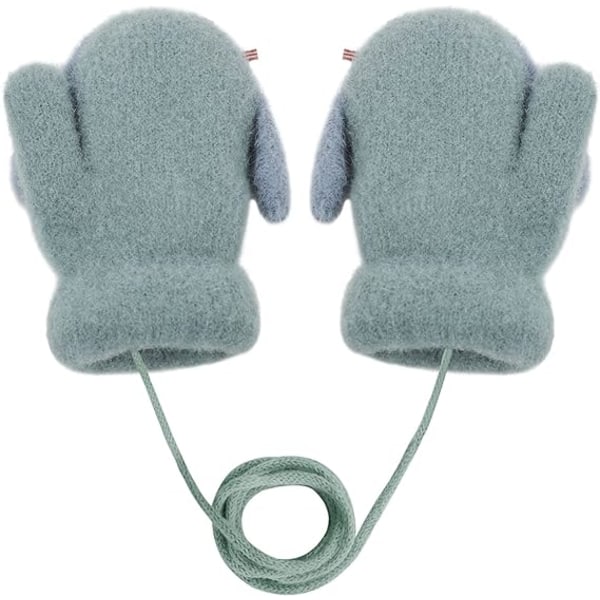 Baby och småbarn varma vantar magiska stretchvantar handskar på snöre pojkar flickor stickade vantar tjockna fleecefoder nyfödda vantar helfingerhandskar