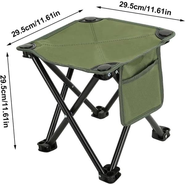 Fällbara campingpallar, lätta säten i Oxford-tyg, snabbmonterade stolar, integrerade sidofickor