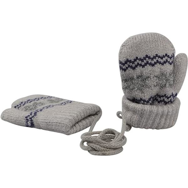 Baby Toddlers Varm Vantar Magic Stretch Vantar Handskar på Snöre Pojkar Flickor Stickade Vantar Tjockna Fleece Foder Nyfödda Vantar Hel Finger Vantar