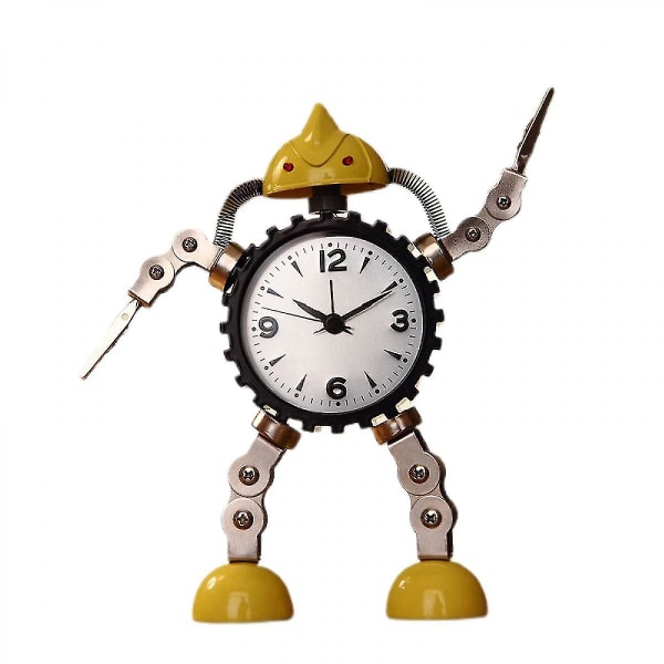 Växellåda Robot Växlarm i Rostfritt Stål Metall, Växlarm Med Blinkande Ögonljus Och Handklämma (gul) (hy)